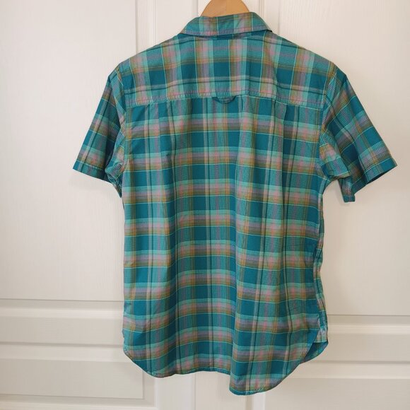 Duluth Trading Co Women's Teal Plaid Short Sleeve Breezeshooter Shirt Size S - Picture 2 of 16